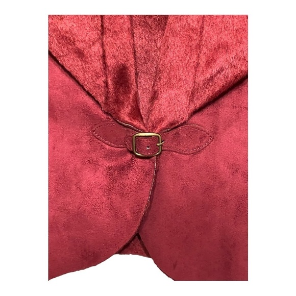 Bandolino Rhapsody Vest Dark Red Micro Suede Velvet Cropped Sleeveless Jacket - Picture 5 of 5